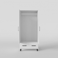Skandinavská skříň dřevěná SVEG, bílá / šedá, dvoudveřová, 1 zásuvka - 7