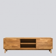 Široký dubový TV stolek CLASSY se skříňkami - 2