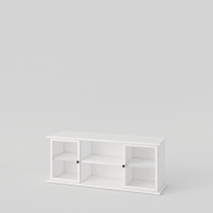 TV stolík drevený PARMA biely / šedý, 2 vitríny, 2 priehradky - 2128