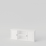 TV stolík drevený PARMA biely / šedý, 2 skrinky, 2 priehradky - 2130