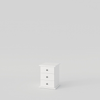 Noční stolek dřevěný PARMA bílý / šedý, 3 zásuvky - 1