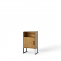 Dubový loftový nočný stolík STEEL so skrinkou - 23853