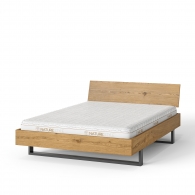 Dubová posteľ s jednoduchým čelom na oceľových podnožiach - 24443
