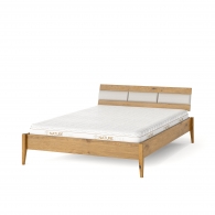 Dubová posteľ s čiastočne čalúneným čelom - 26111