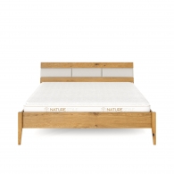 Dubová posteľ s čiastočne čalúneným čelom - 26114