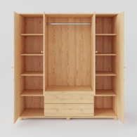 Dřevěná skříň BASIC, čtyřdveřová se dvěma zasuvkami uprostřed - 2