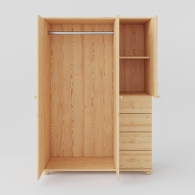 Dřevěná skříň BASIC, třídveřová se čtyřmi zasuvkami - 2
