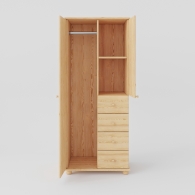 Dvoudveřová dřevěná skříň BASIC se zásuvkami - 2