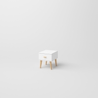 Nočný stolík biely škandinávsky BERGEN - 6074