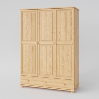 Dřevěná skříň BASIC, třídveřová se dvěma zasuvkami - 1