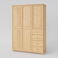 Dřevěná skříň BASIC, třídveřová se čtyřmi zasuvkami - 1