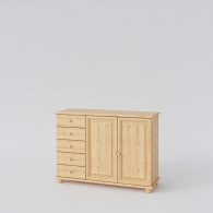 Dřevěná komoda BASIC se skříňkou a pěti zásuvkami - 1