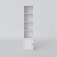 Knihovna dřevěná PARMA bílá / šedá, úzká, 1 skříňka - 2
