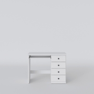 Písací stôl drevený PARMA biely / šedý, 4 zásuvky - 9701